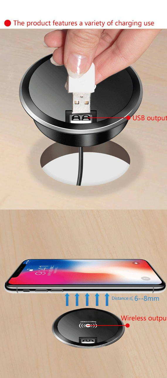 Desktop Long-Distance Charger for Home & Office Furniture
