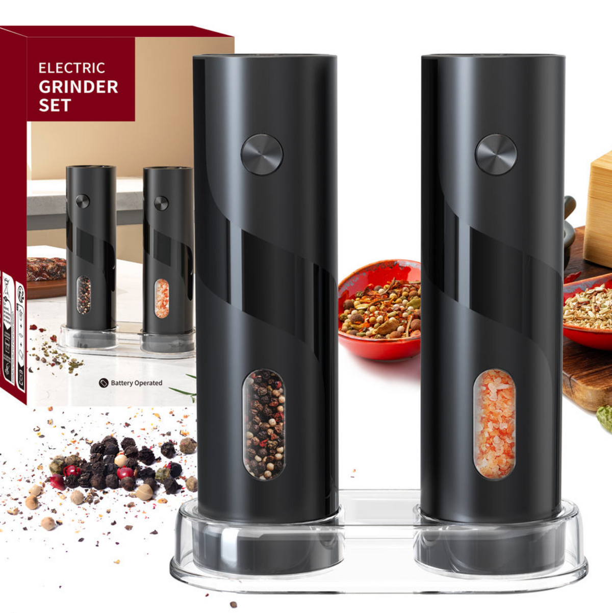 120ml Electric Salt & Pepper Grinder Set