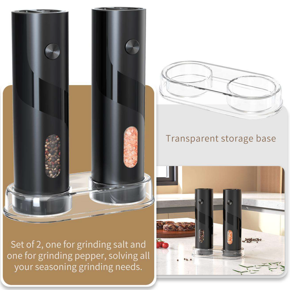 120ml Electric Salt & Pepper Grinder Set