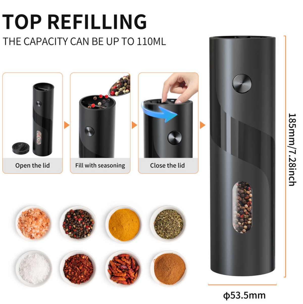 120ml Electric Salt & Pepper Grinder Set